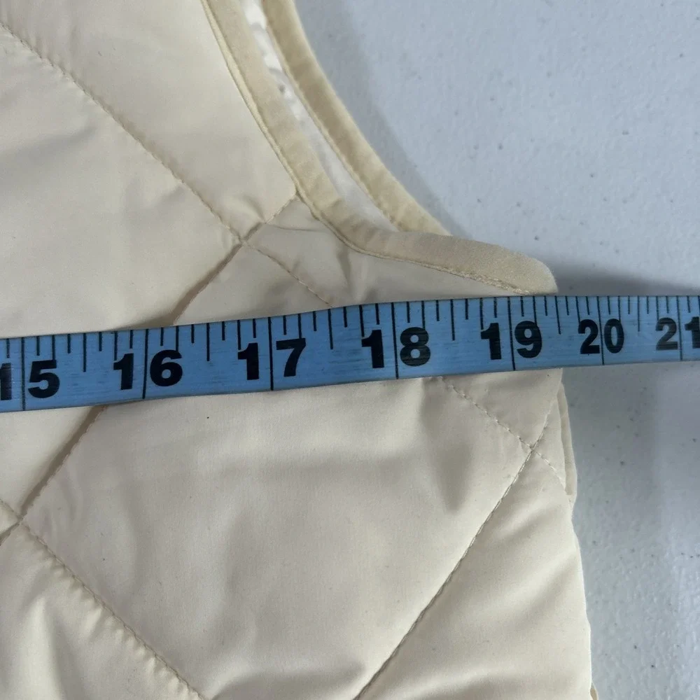 J Crew Mercantile Quilted Vest Womens M Beige Preppy Lightweight  Retrocore‎